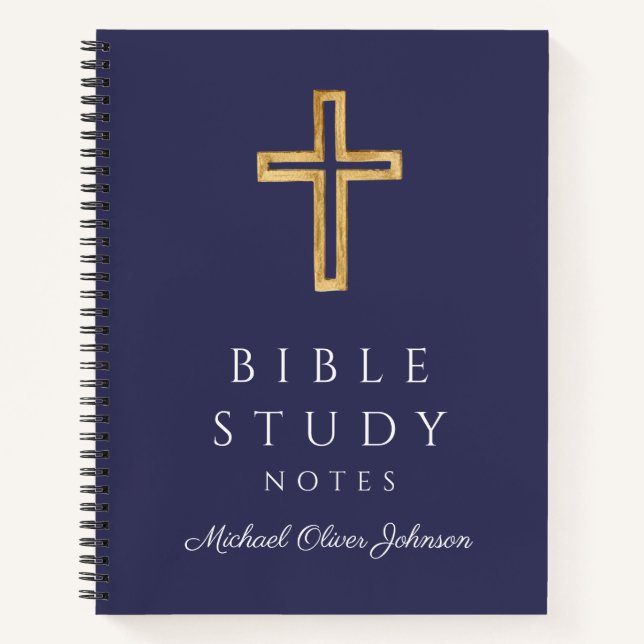 Cuaderno Cruz religiosa azul de la Marina Personalizada (Anverso)