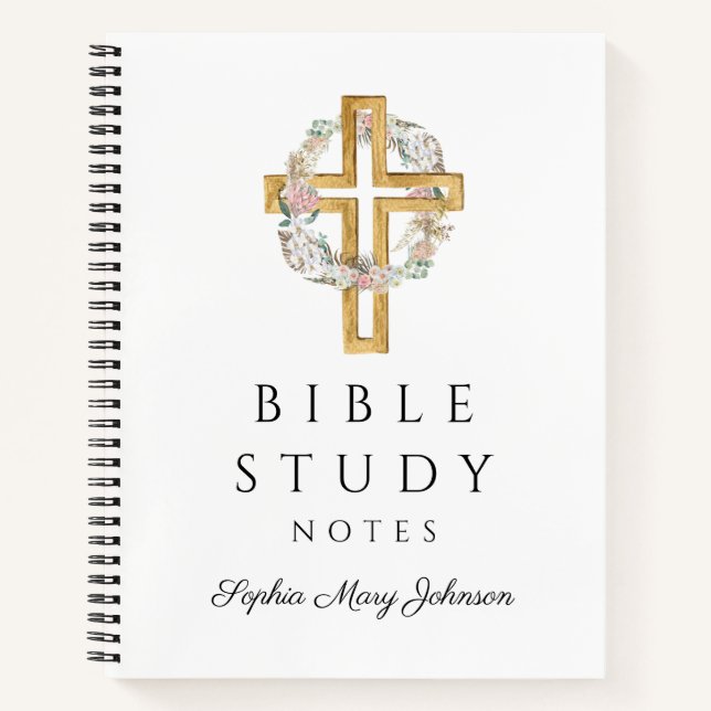 Cuaderno Cruz religiosa de flor floral personalizada (Anverso)