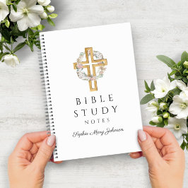 Cuaderno Cruz religiosa de flor floral personalizada