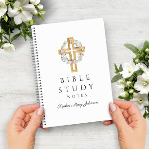 Cuaderno Cruz religiosa de flor floral personalizada
