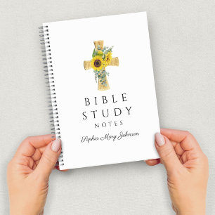 Cuaderno Cruz Religiosa de Girasoles Florales Personalizado