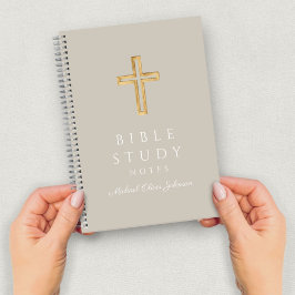Cuaderno Cruz religiosa personalizada beige taupe