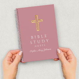 Cuaderno Cruz religiosa rosa personalizada