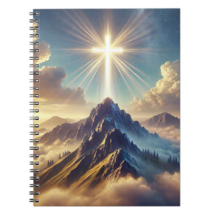 Cuaderno Cruz Santa Celestial en Majestuosas Montañas