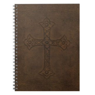 Cuaderno cruzado del cuero repujado