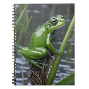 Cuaderno "Crystal Clarity: Rana de vidrio verde sobre cañas