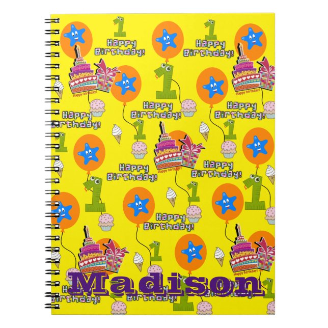 Cuaderno Cuaderno, #1 Notas del Primer Cumpleaños Amarillo (Frente)