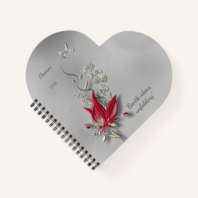 Cuaderno 	Cuaderno espiral de flor de mariposa carmesí (Anverso)