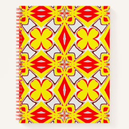 Cuaderno Cuaderno, un lindo patrón blanco amarillo rojo clá