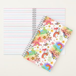 Cuaderno cuadernos/libretas espiral de arcoíris y unicornio