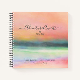 Cuaderno Cuadrado de acuarela rosa de la pareja de viajes