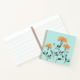 Cuaderno cuadrado de flores amarillas felices