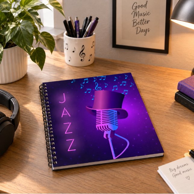 Cuaderno cuadrado de micrófono de jazz retro (Subido por el creador)