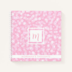 Cuaderno Cuadrado de Monograma de Burbujas Rosadas Lindas
