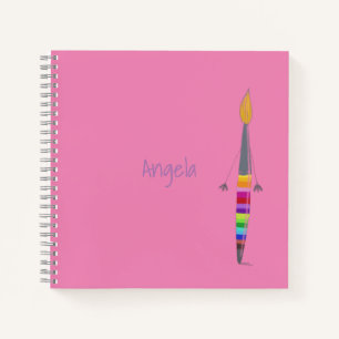 Cuaderno cuadrado personalizable Polly Paintbrush.