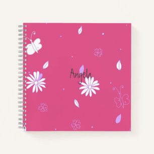 Cuaderno cuadrado personalizable Pretty Pink Girly