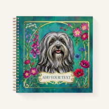 Cuaderno cuadrado personalizado de Lhasa Apso gris