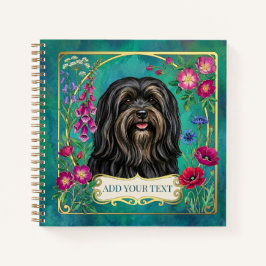 Cuaderno cuadrado personalizado de Lhasa Apso negr
