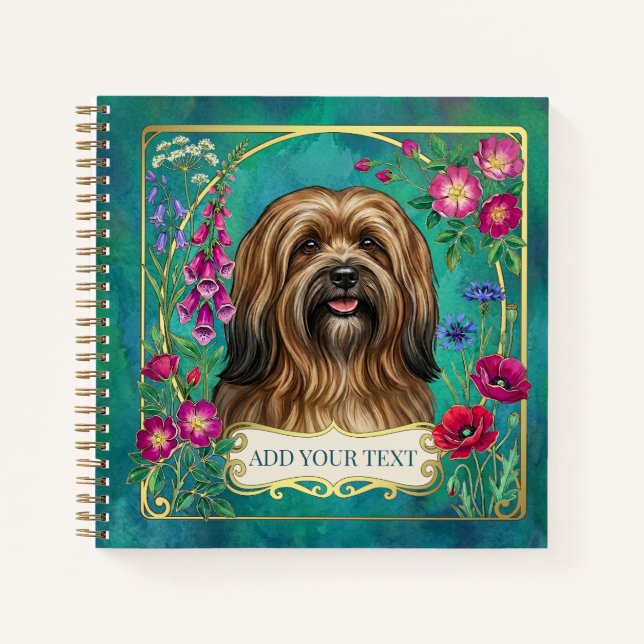 Cuaderno cuadrado personalizado de Lhasa Apso sabl (Anverso)