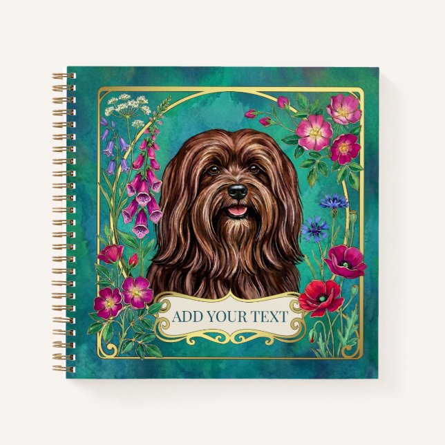 Cuaderno cuadrado personalizado Lhasa Apso marrón  (Anverso)