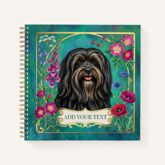 Cuaderno cuadrado personalizado Lhasa Apso negro y