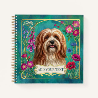 Cuaderno cuadrado personalizado Lhasa Apso rojo bl