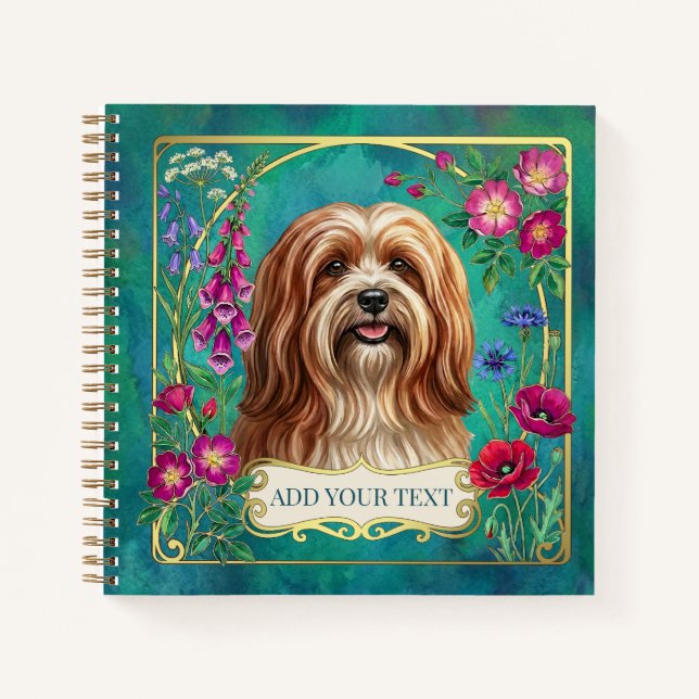 Cuaderno cuadrado personalizado Lhasa Apso rojo bl (Anverso)