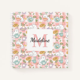Cuaderno cuadrado personalizado té y gatos libresc