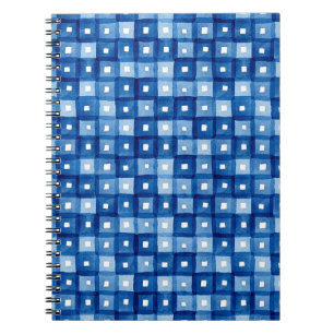 Cuaderno Cuadrados Azules, Mosaico Seamless Watercolor.