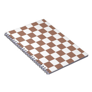 Cuaderno Cuadrados de ajedrez mocha marrón blanco geométric