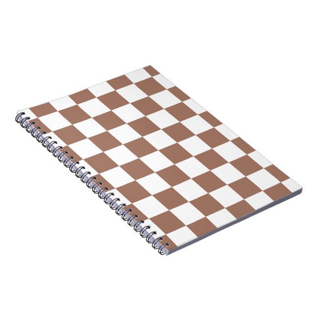 Cuaderno Cuadrados de cheques mocha retro geométrico blanco (Lado Derecho)