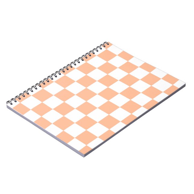 Cuaderno Cuadrados de cuadros de melocotón naranja geométri (Lado Izquierdo)