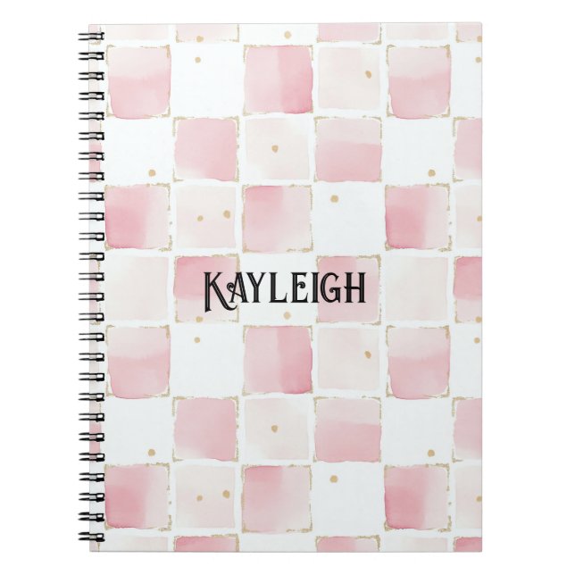 Cuaderno Cuadrados de Moda blanca rosada (Frente)