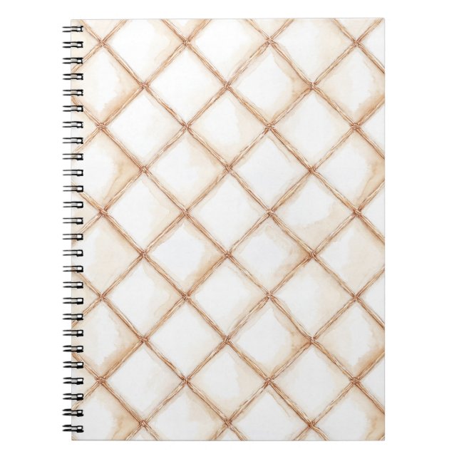 Cuaderno Cuadrados de rayas de crema de oro blanco   (Frente)