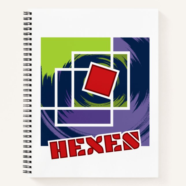 Cuaderno Cuadrados de rebeldes verdes y púrpura con hexácul (Anverso)
