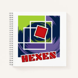 Cuaderno Cuadrados de rebeldes verdes y púrpura con hexácul