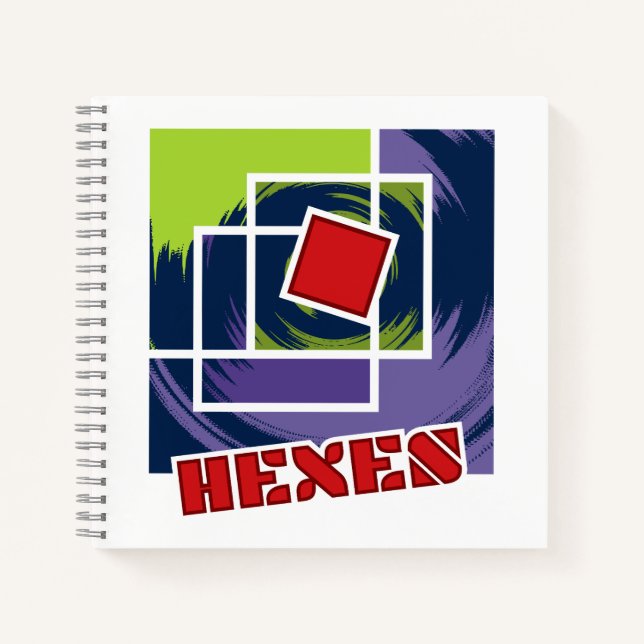 Cuaderno Cuadrados de rebeldes verdes y púrpura con hexácul (Anverso)