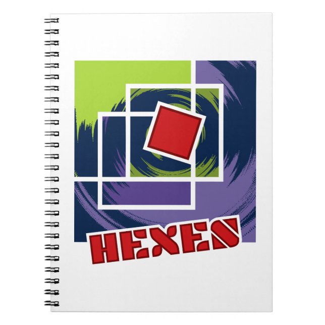 Cuaderno Cuadrados de rebeldes verdes y púrpura con hexácul (Frente)