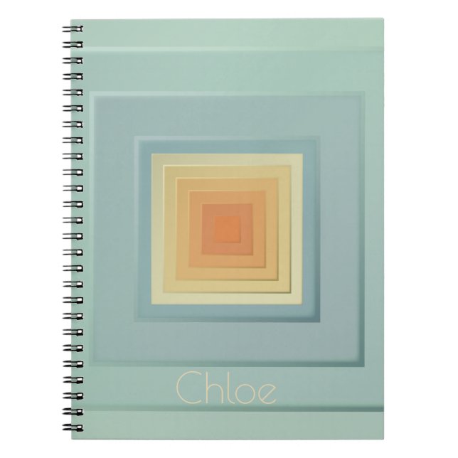 Cuaderno Cuadrados geométricos vintage (azul claro y amaril (Frente)
