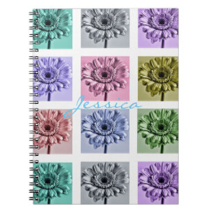 Cuaderno Cuadrados personalizados de arte pop de flores