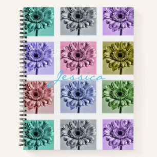 Cuaderno Cuadrados personalizados de arte pop de flores