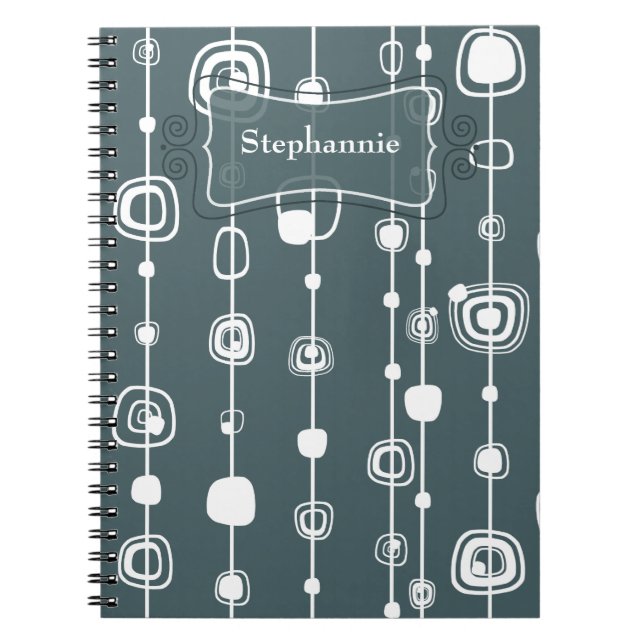 Cuaderno Cuadrados Retro Azul de los años 70 1950 (Frente)