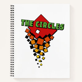 Cuaderno Cuadrados rojos y amarillos con texto verde de los