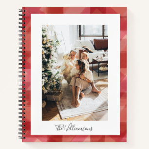 Cuaderno Cuadrícula Acuarela Roja Foto Rústica Navidad