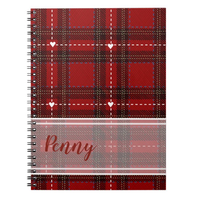 Cuaderno Cuadrícula de Corazón Rojo (Frente)
