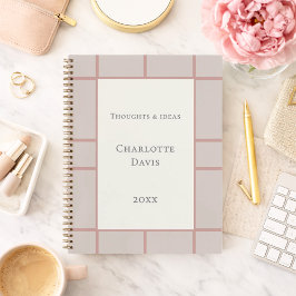 Cuaderno Cuadrícula de negocios rosa polvoriento marfil tau