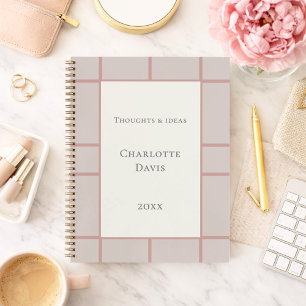 Cuaderno Cuadrícula de negocios rosa polvoriento marfil tau