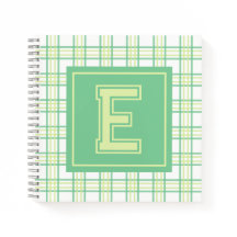 Cuadrícula de Plaid Preppy con Monograma Verde Lim