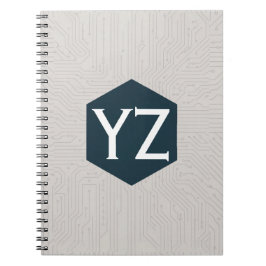 Cuaderno Cuadrícula de tecnología moderna beige