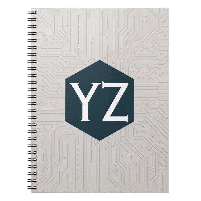 Cuaderno Cuadrícula de tecnología moderna beige (Frente)